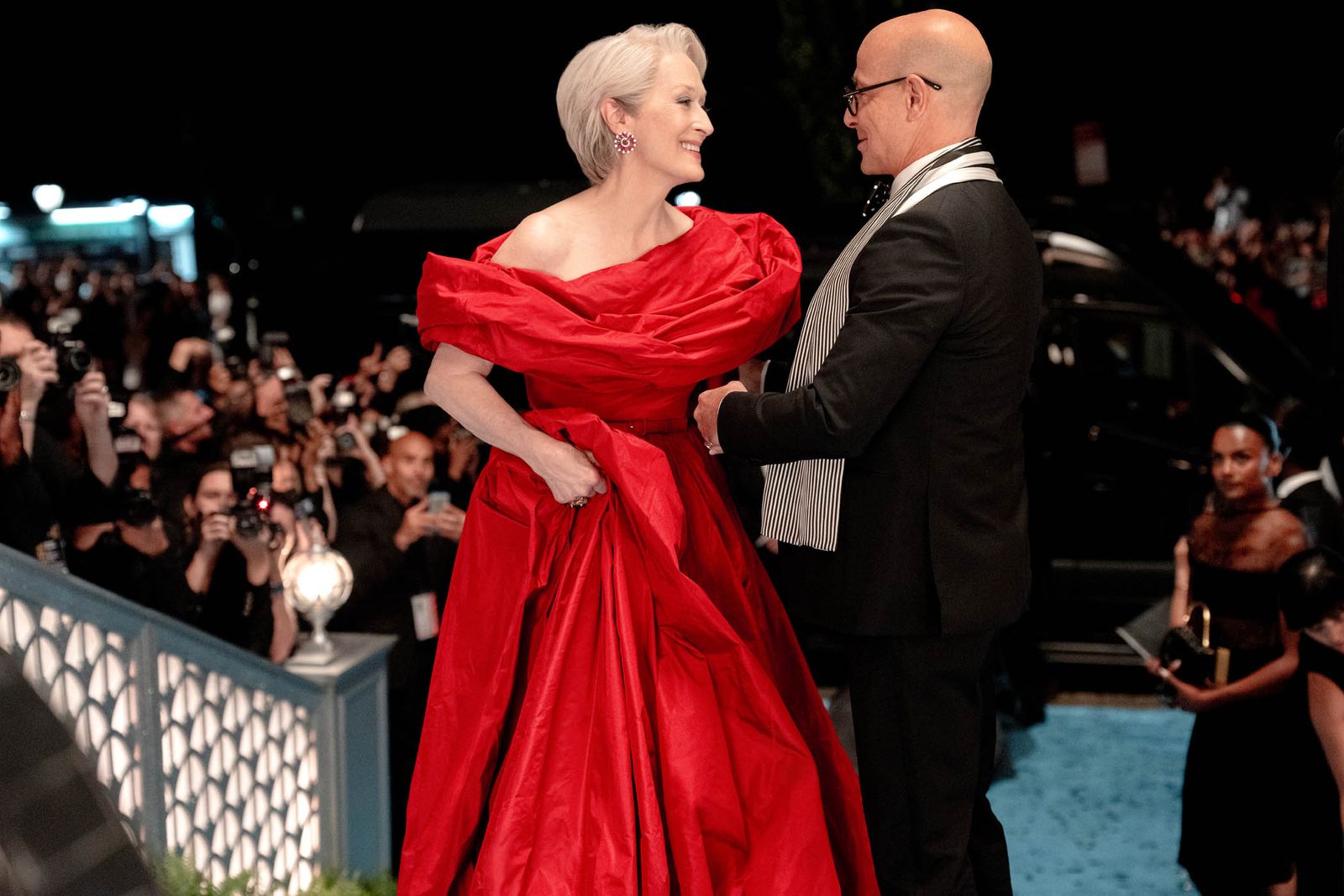 THE DEVIL WEARS PRADA 2  Meryl Streep as Miranda Priestly and Stanley Tucci as Nigel Kipling